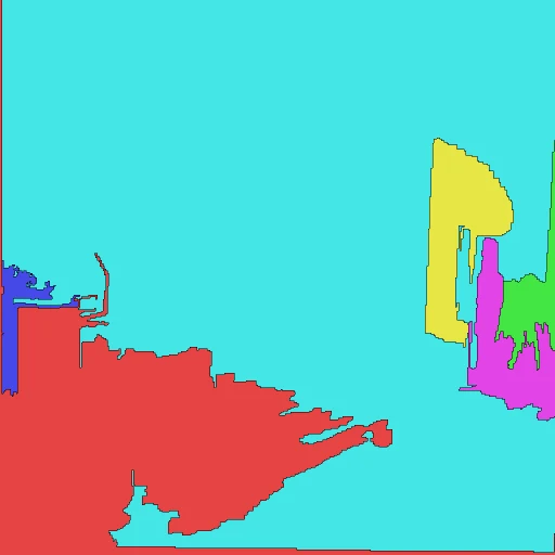 Regions merged by adjacent disparity medians.